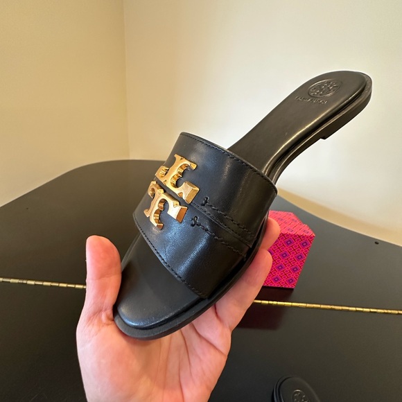 NWT Luxury Spring Summer Beach Authentic RARE Tory Burch Black Everly Slide/Shoe - Picture 16 of 17